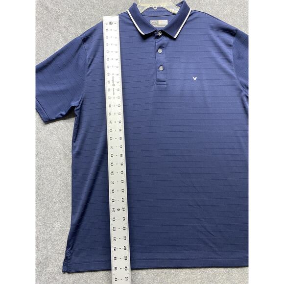 Callaway Polo Shirt Mens XL Navy Blue Opti-Dri Golf Tonal Stripe Short Sleeve - Picture 4 of 9
